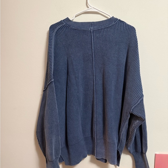 Aerie - Women’s Oversized Ribbed Crewneck Sweater in Deep Blue - Size Large - Picture 4 of 5
